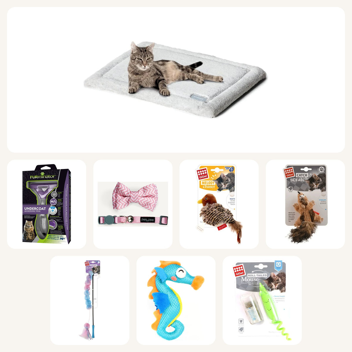 Ultimate Meow Box (long hair, medium to large cat) with the FURminator long-hair M/L tool