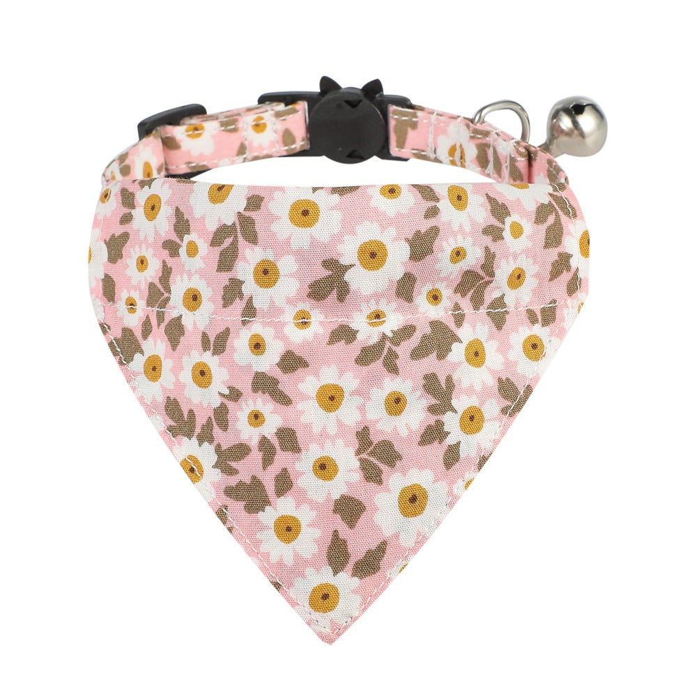 Cotton Floral Cat Collar with Bow for Pets