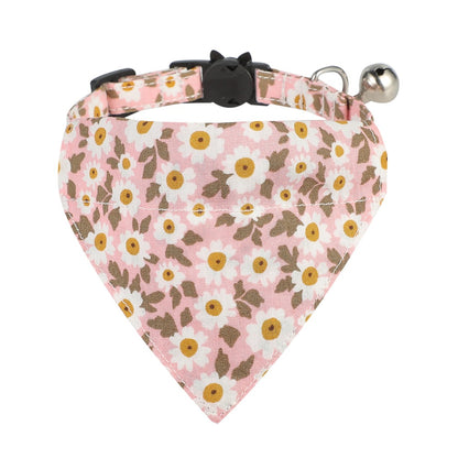 Cotton Floral Cat Collar with Bow for Pets