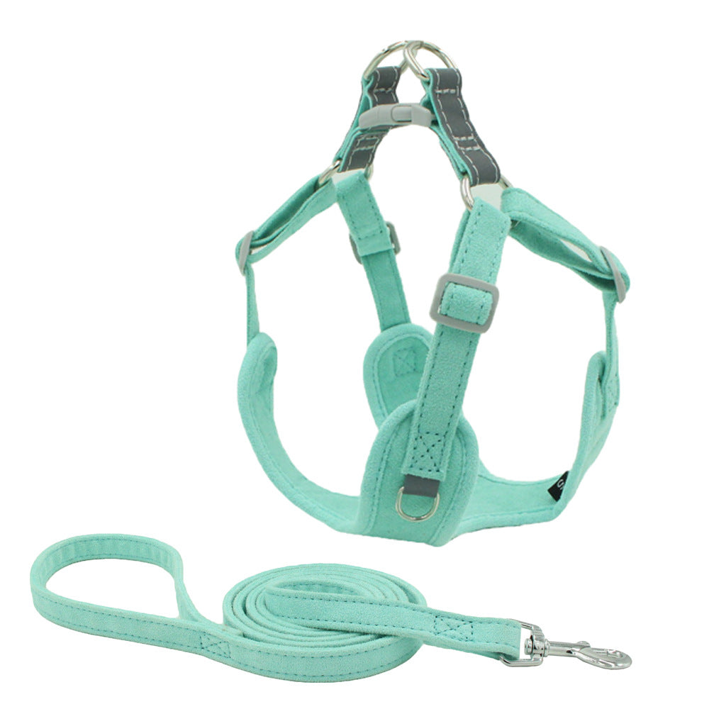Suede Dog Vest Harness with Leash for Pets