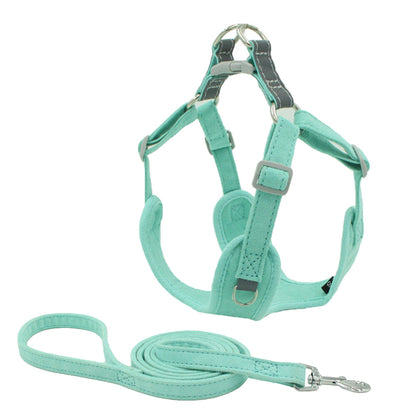 Suede Dog Vest Harness with Leash for Pets
