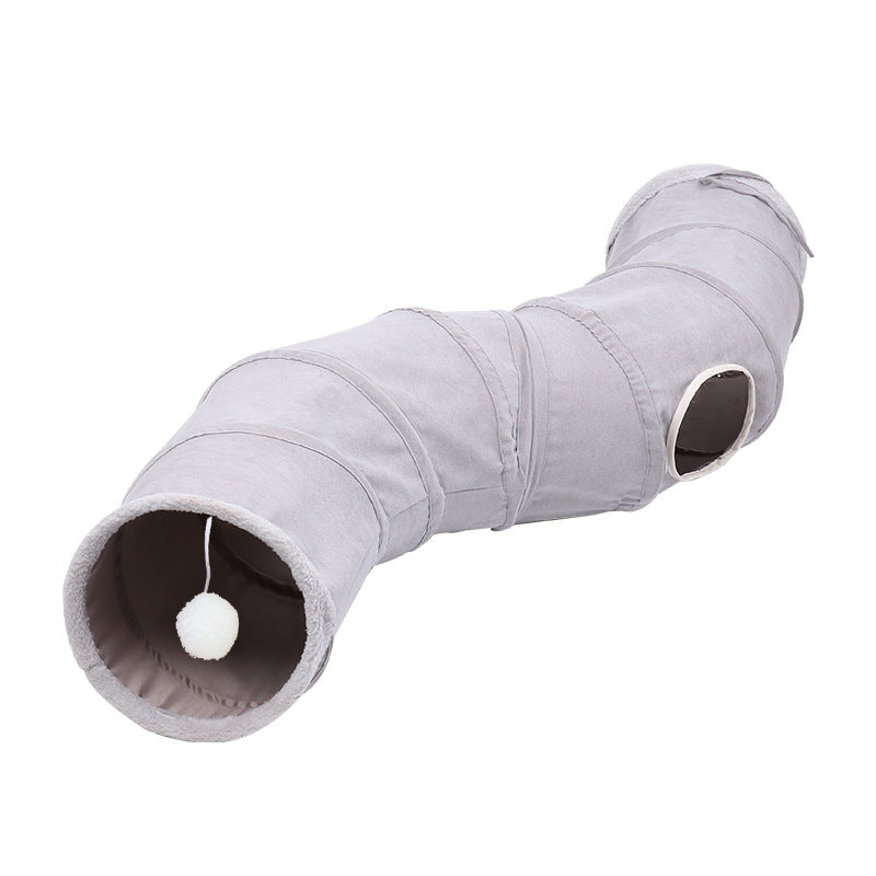Double-layer Suede Cat Tunnel Tent for All Seasons