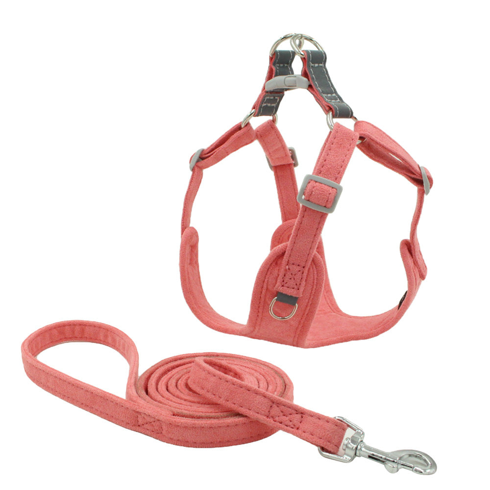 Suede Dog Vest Harness with Leash for Pets