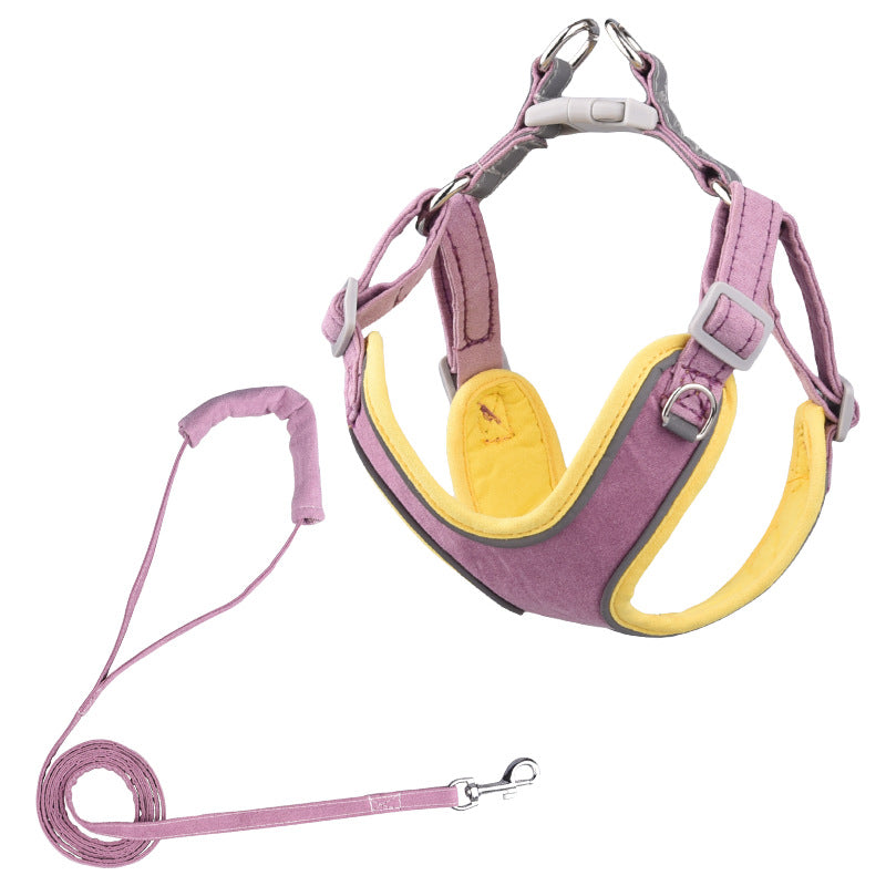 Suede Dog Vest Harness with Leash for Pets