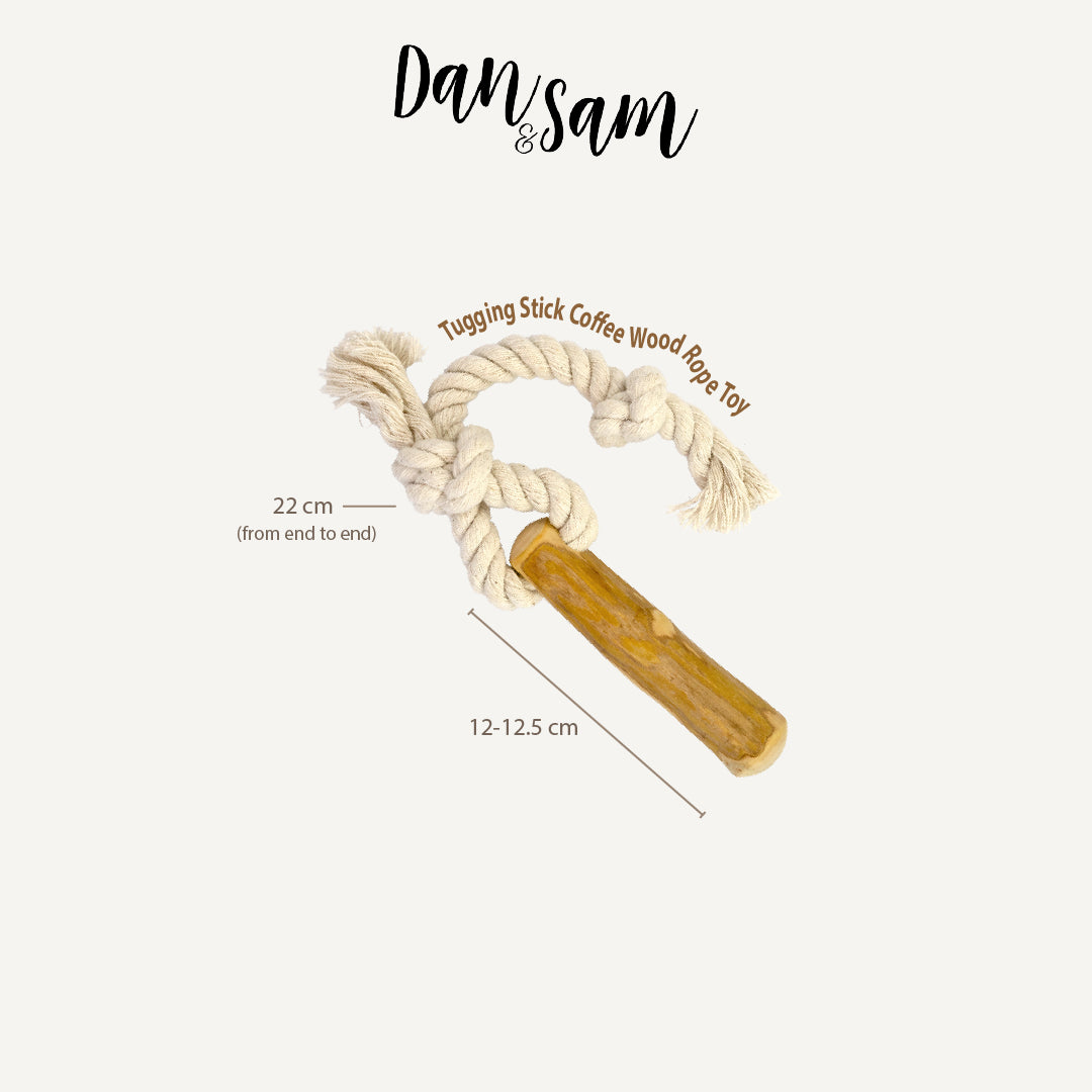 Dan & Sam Tugging Stick Coffee Wood Rope Toy