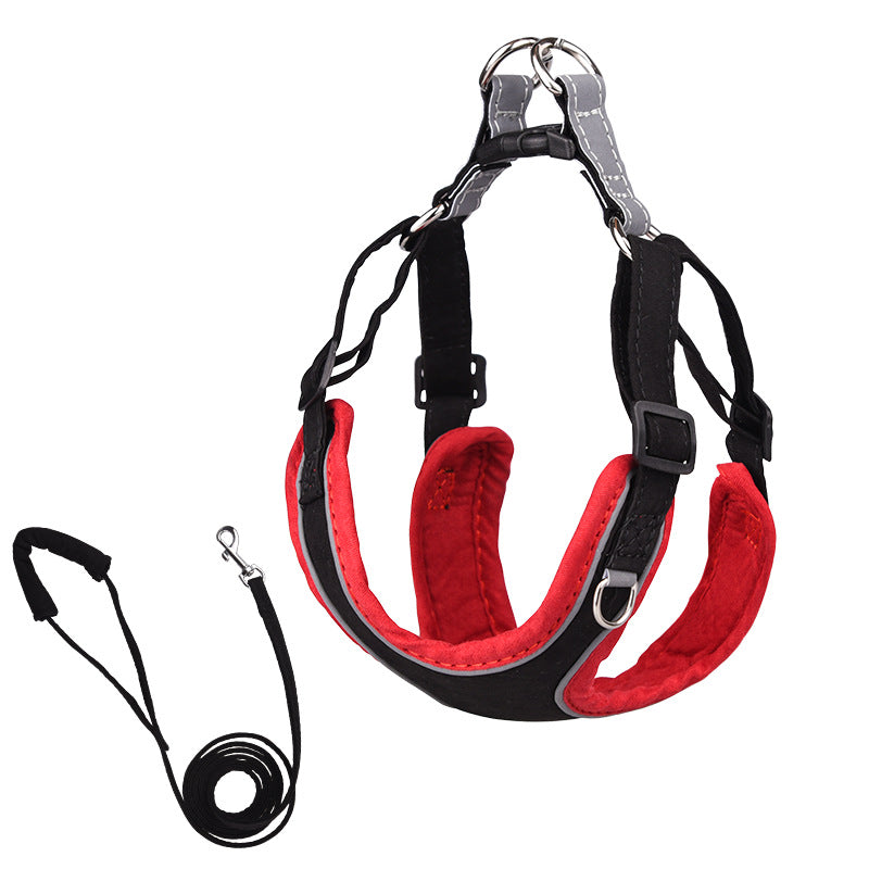 Suede Dog Vest Harness with Leash for Pets
