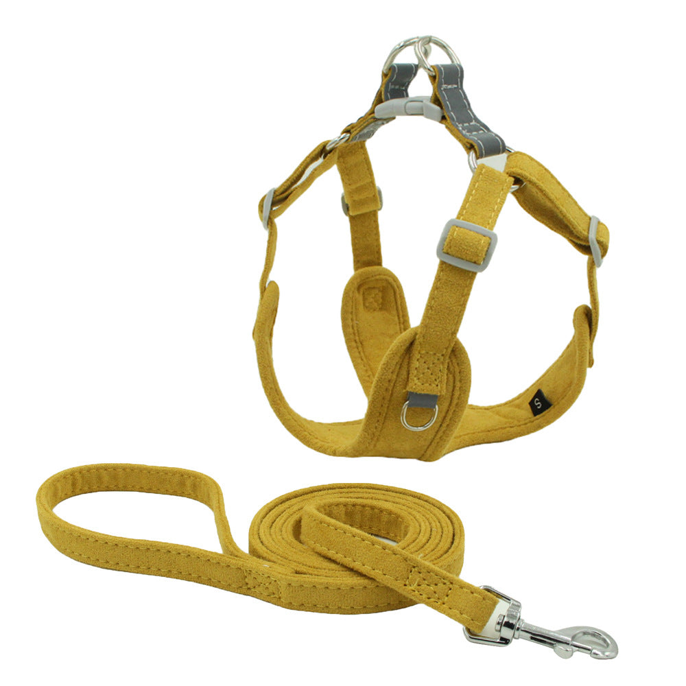 Suede Dog Vest Harness with Leash for Pets