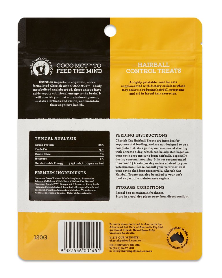 Cherish Hairball Control Cat Treats 120g
