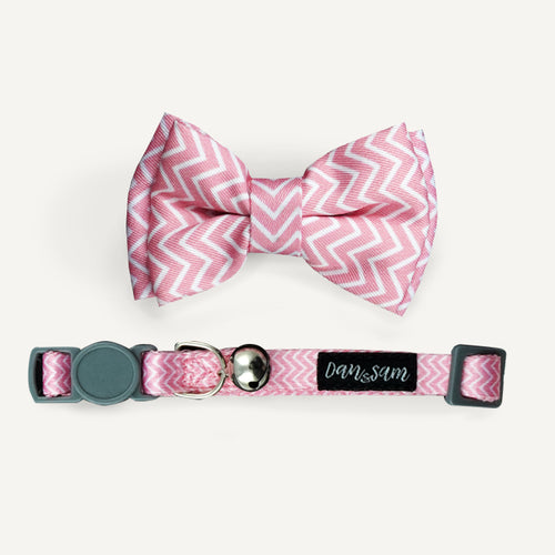 Dan & Sam Cat Collar & Bow Tie – Candy Floss