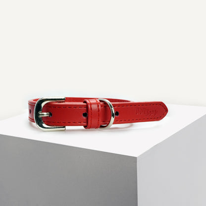 Dan & Sam Vegan Leather Dog Collar – Red