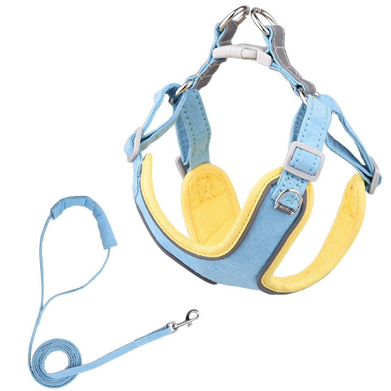 Suede Dog Vest Harness with Leash for Pets