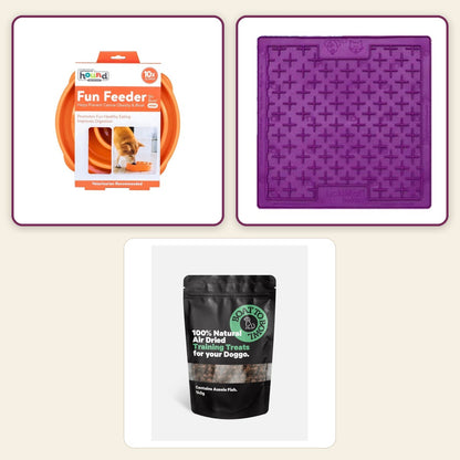 Boredom Buster Mini – Woof pack collage – Orange · Purple
