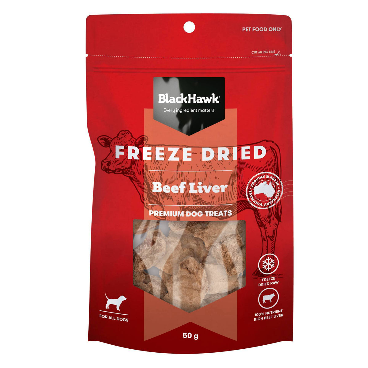 Black Hawk Freeze Dried Beef Liver dog treats 40g