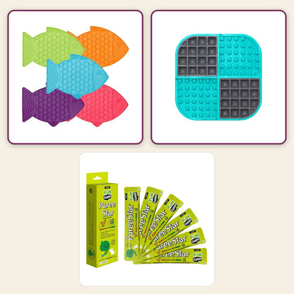 Calm Mini – Meow pack collage – Purple · Turquoise