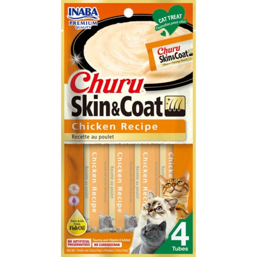 Inaba Churu Skin & Coat Lickable Cat Treats – Chicken (24 tubes)